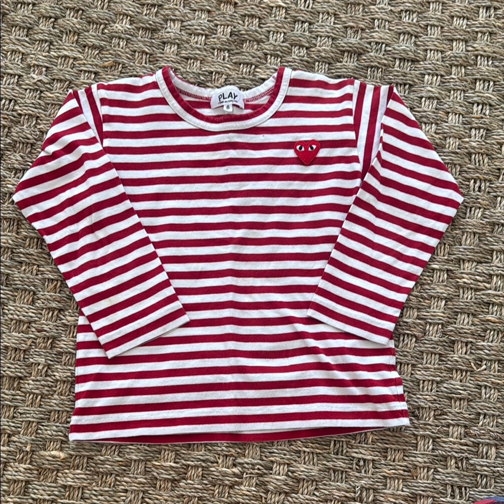 Comme des Garcons PLAY Red and White Long Sleeve Tee